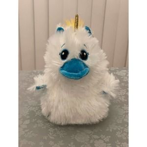 NWT Goffa International White, Blue & Rainbow Unicorn Duck Plush Stuffed Animal*